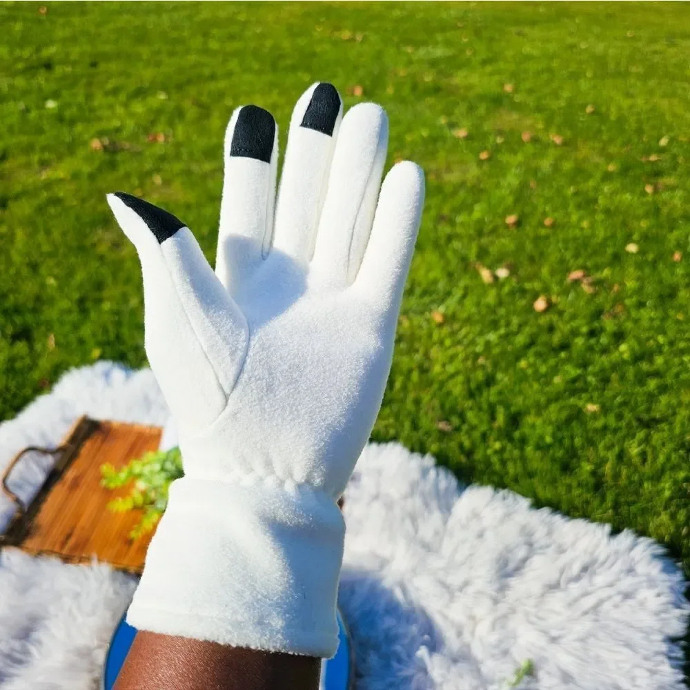 New Cozy Ivory Text Capability Statement Gloves.